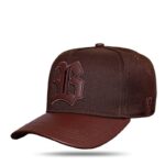 Boné Snapback Aba Couro New Brown Dark