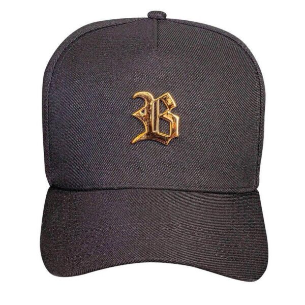 Boné Snapback Basic Preto Metal Brilhante Gold