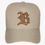Boné Trucker Laser Bege Logo Marrom
