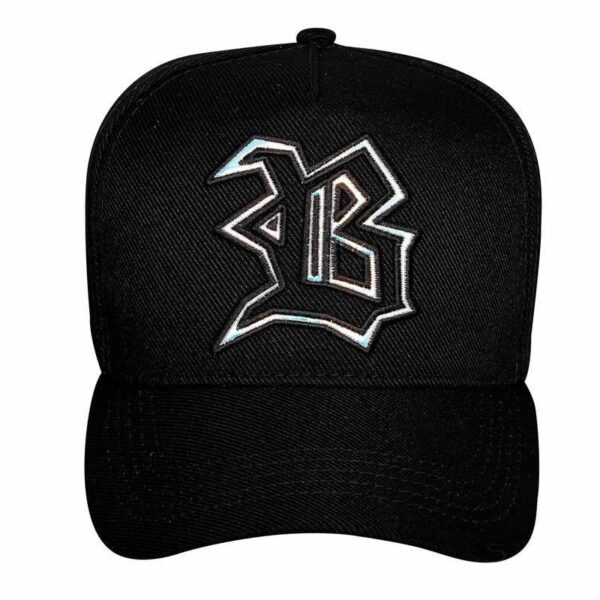 Bone Snapback Preto Holografico Prata wings 2.0