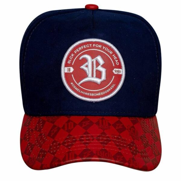 Boné Snapback Suede Azul Marinho Aba Vermelha Ten Years