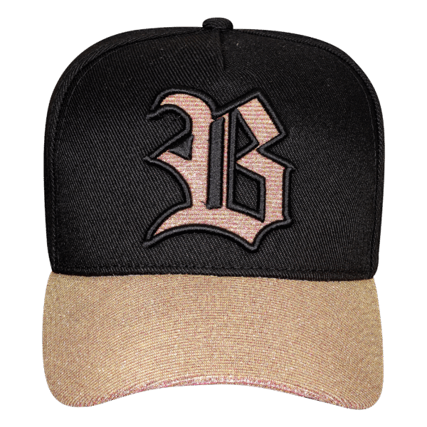 Bone Snapback Preto Aba 3d gold pink